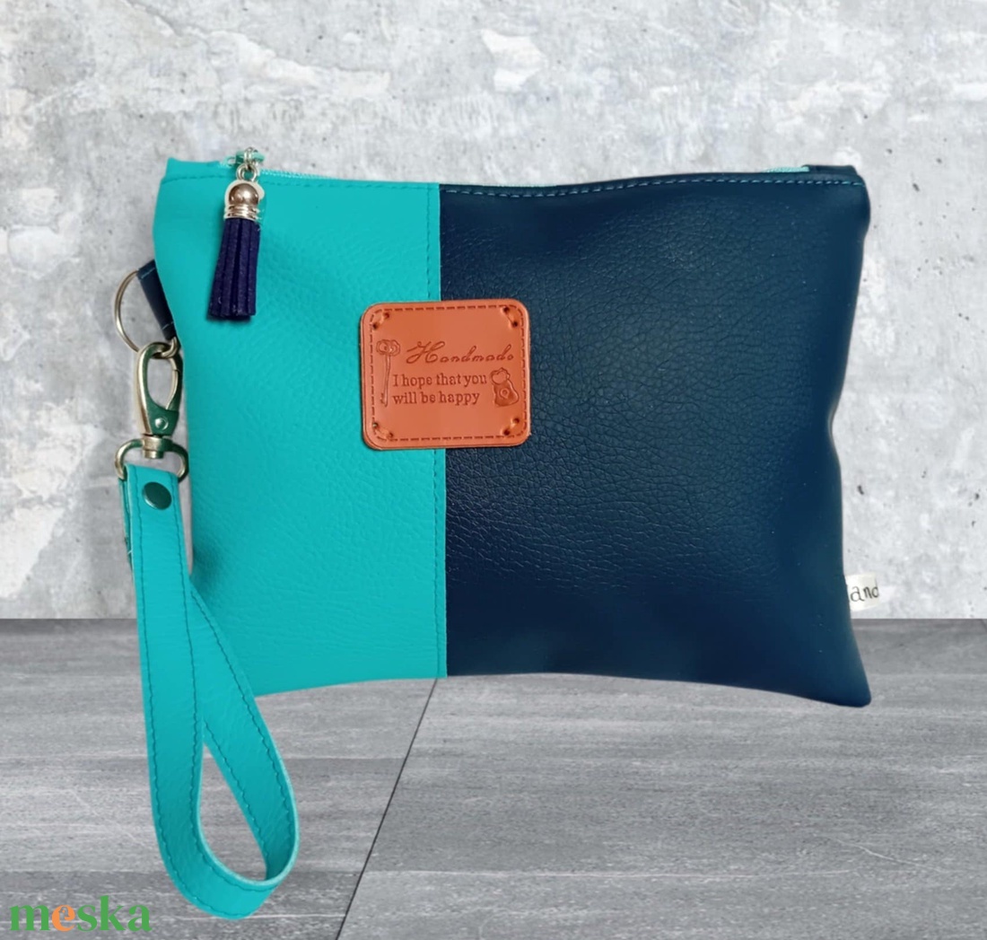  2in1 neszesszer kézi táska - türkiz/sötétkék II. 20x16 cm - táska & tok - neszesszer - Meska.hu