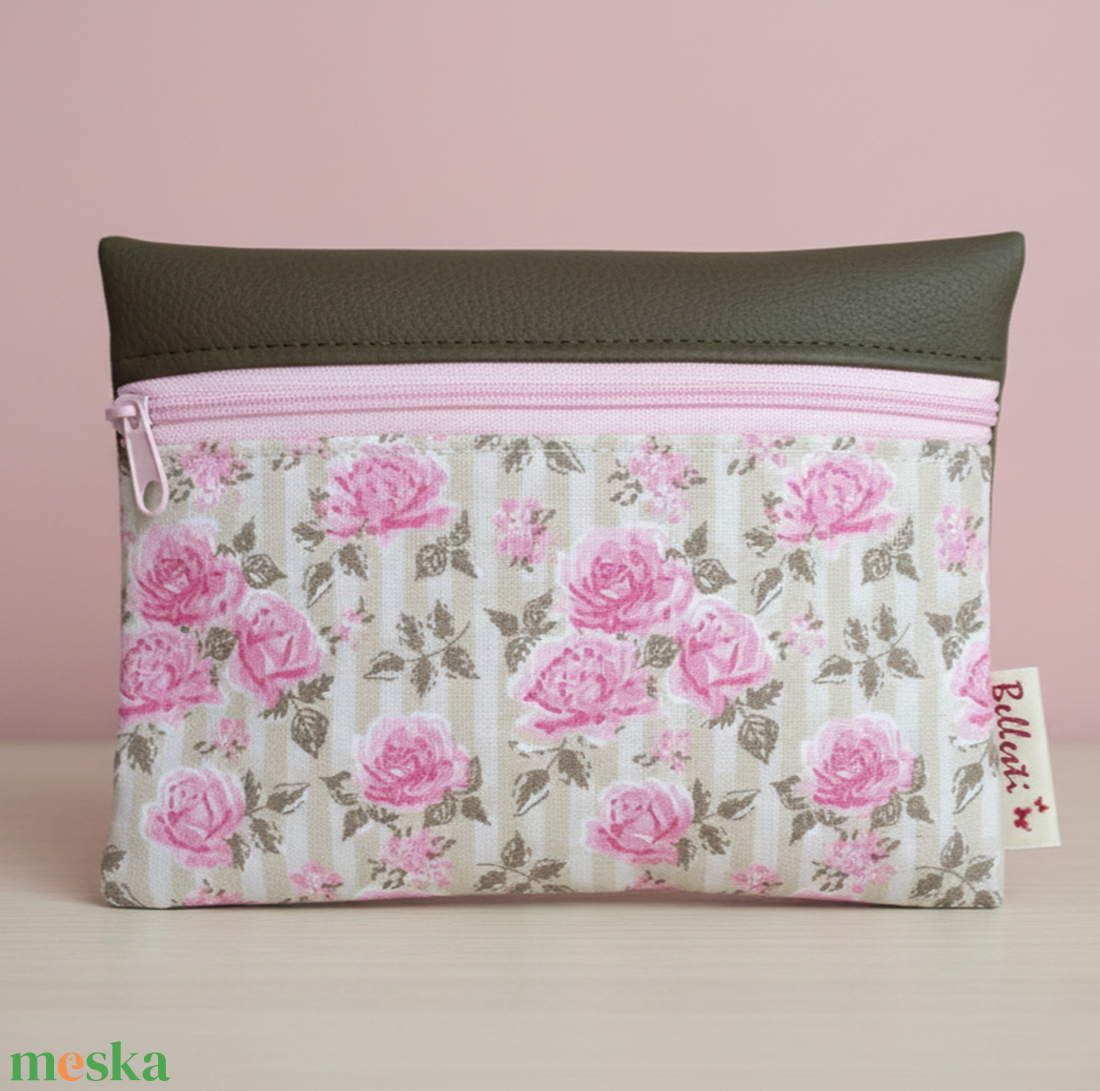 Pénztárca kártyatartó neszesszer betéttartó rózsa mintás 16x12 cm - táska & tok - pénztárca & más tok - pénztárca - női pénztárca - Meska.hu