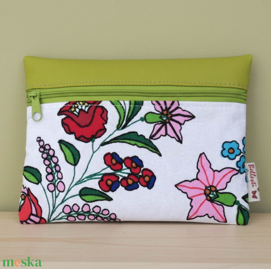 Pénztárca kártyatartó neszesszer betéttartó kalocsai mintás 16x12 cm - táska & tok - pénztárca & más tok - pénztárca - női pénztárca - Meska.hu