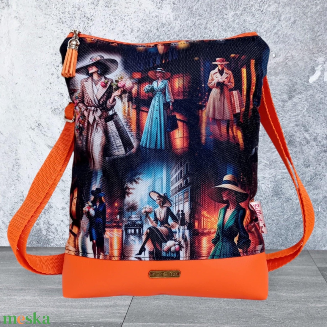 2in1 válltáska rohangálós oldaltáska elegáns női mintával 20x23 cm - táska & tok - kézitáska & válltáska - vállon átvethető táska - Meska.hu