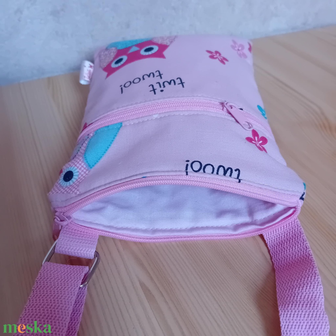 Gyerek táska textil válltáska pink baglyos 15x20 cm - táska & tok - kézitáska & válltáska - tarisznya - Meska.hu