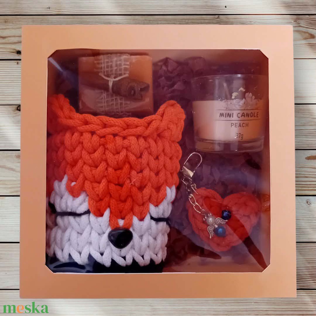 Horgolt róka ajándékszett, narancssárga - otthon & életmód - tárolás & rendszerezés - tárolókosár - Meska.hu