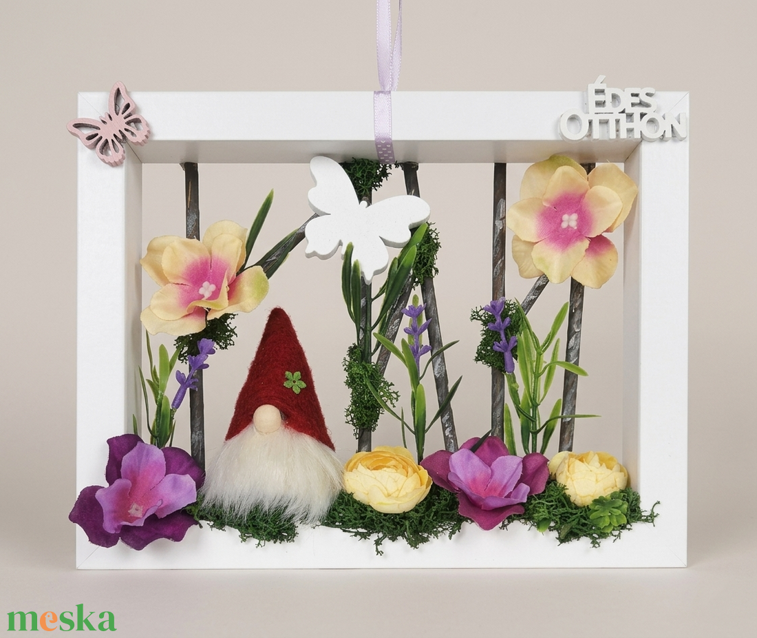 Tavaszi, nyári ajtódísz, kopogtató - Tavasz manó képkeretben - otthon & életmód - dekoráció - ajtó- és ablak dekoráció - ajtódísz & kopogtató - Meska.hu