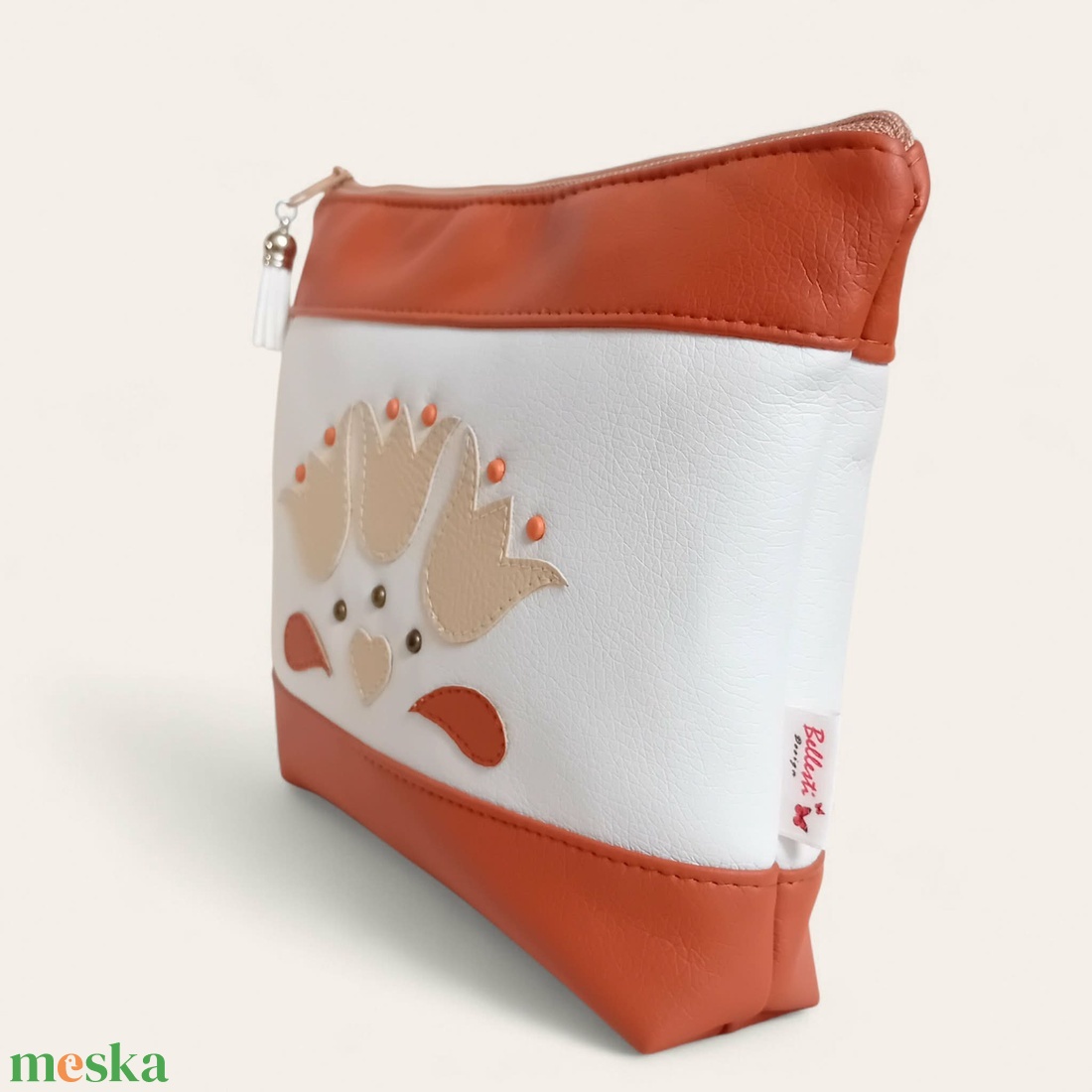 Neszesszer univerzális bármitartó tulipán párta mintás - terrakotta 23x18 cm - táska & tok - neszesszer - Meska.hu