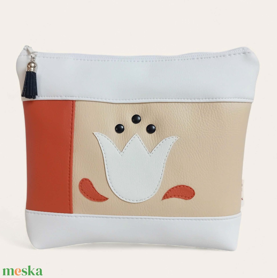 Neszesszer univerzális bármitartó tulipán mintás trikolor 23x18 cm - táska & tok - neszesszer - Meska.hu