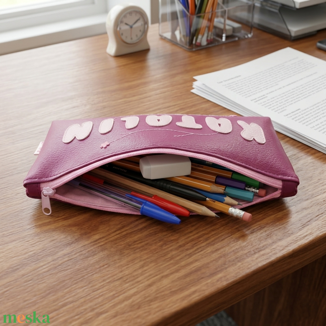 Névre szóló tolltartó szemüvegtok sminktartó textilbőrből 22x9 cm - táska & tok - neszesszer - Meska.hu