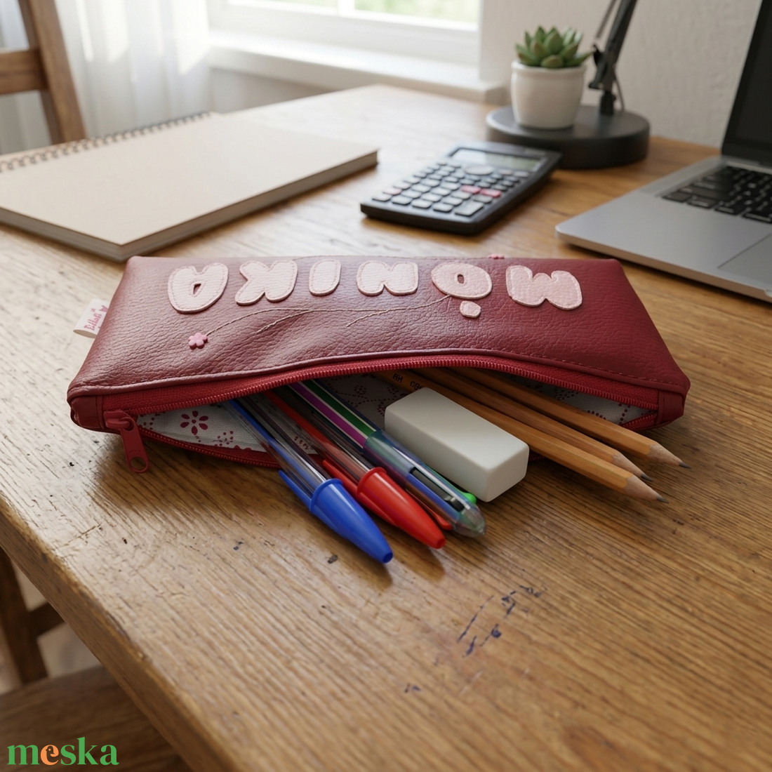 Névre szóló tolltartó szemüvegtok sminktartó textilbőrből 22x9 cm - táska & tok - neszesszer - Meska.hu