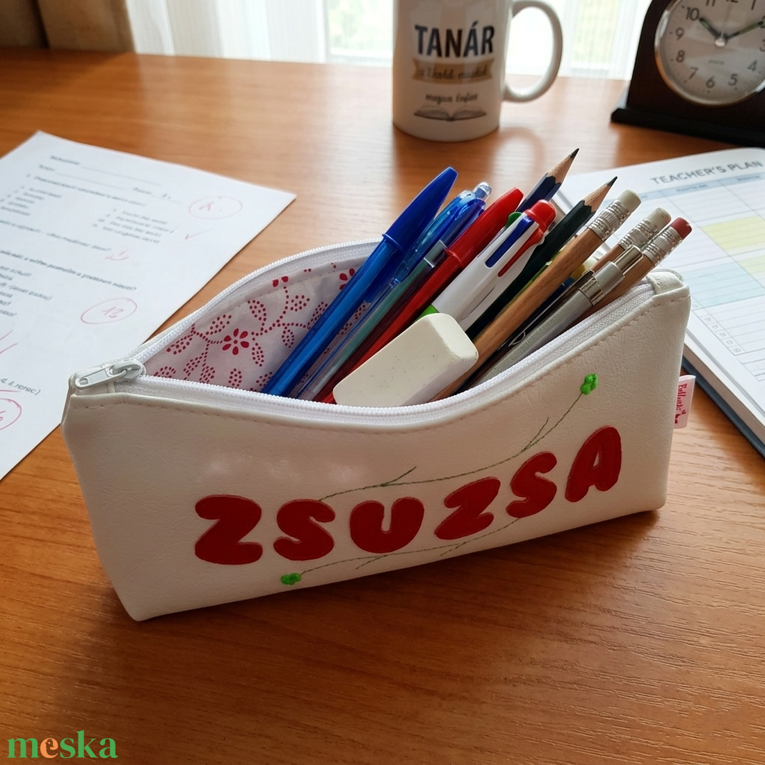 Névre szóló tolltartó szemüvegtok sminktartó textilbőrből 22x9 cm - táska & tok - neszesszer - Meska.hu
