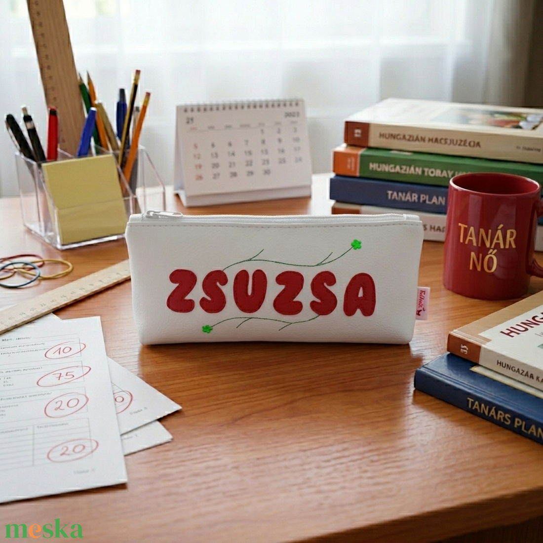 Névre szóló tolltartó szemüvegtok sminktartó textilbőrből 22x9 cm - táska & tok - neszesszer - Meska.hu