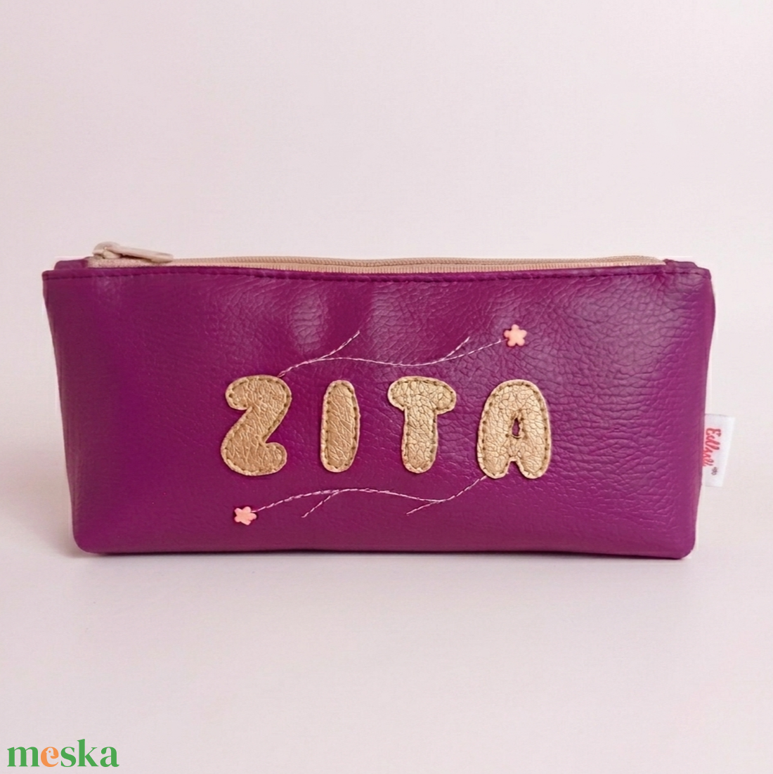 Névre szóló tolltartó szemüvegtok sminktartó textilbőrből 22x9 cm - táska & tok - neszesszer - Meska.hu