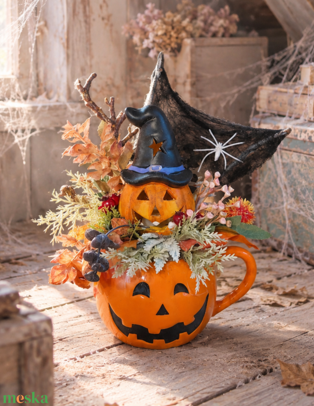 Halloween tökös szörnyen rémséges asztalidísz - otthon & életmód - dekoráció - halloween - halloweeni asztaldísz - Meska.hu
