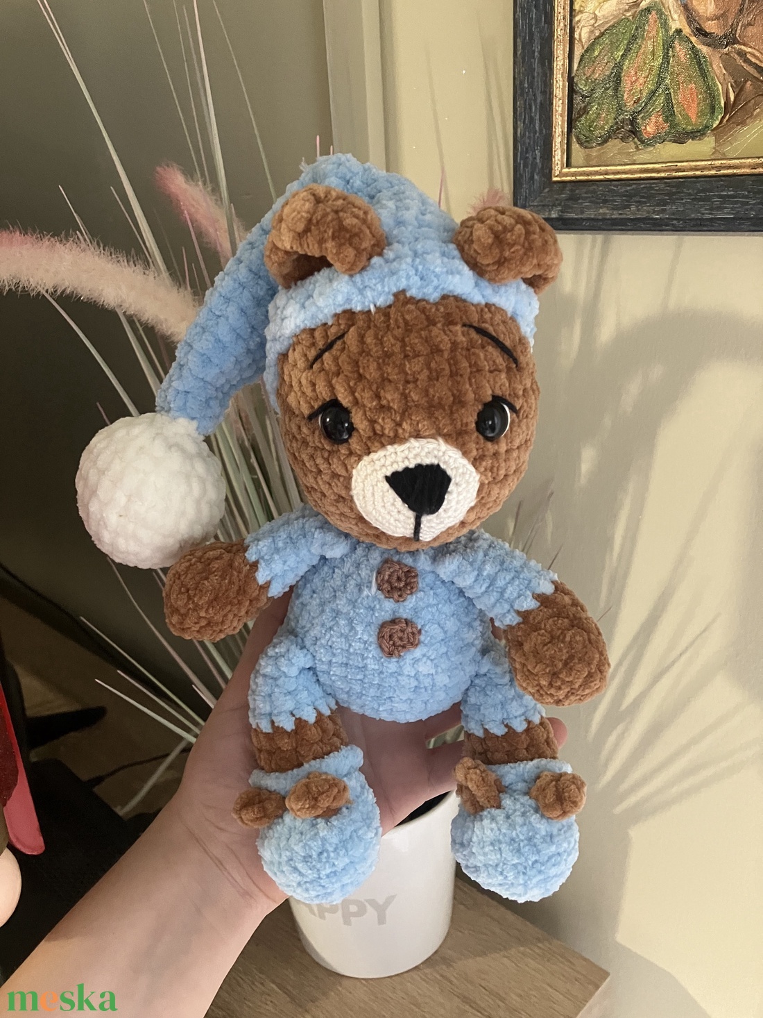 Zsenília amigurumi pizsamás maci  - játék & sport - plüssállat & játékfigura - maci - Meska.hu