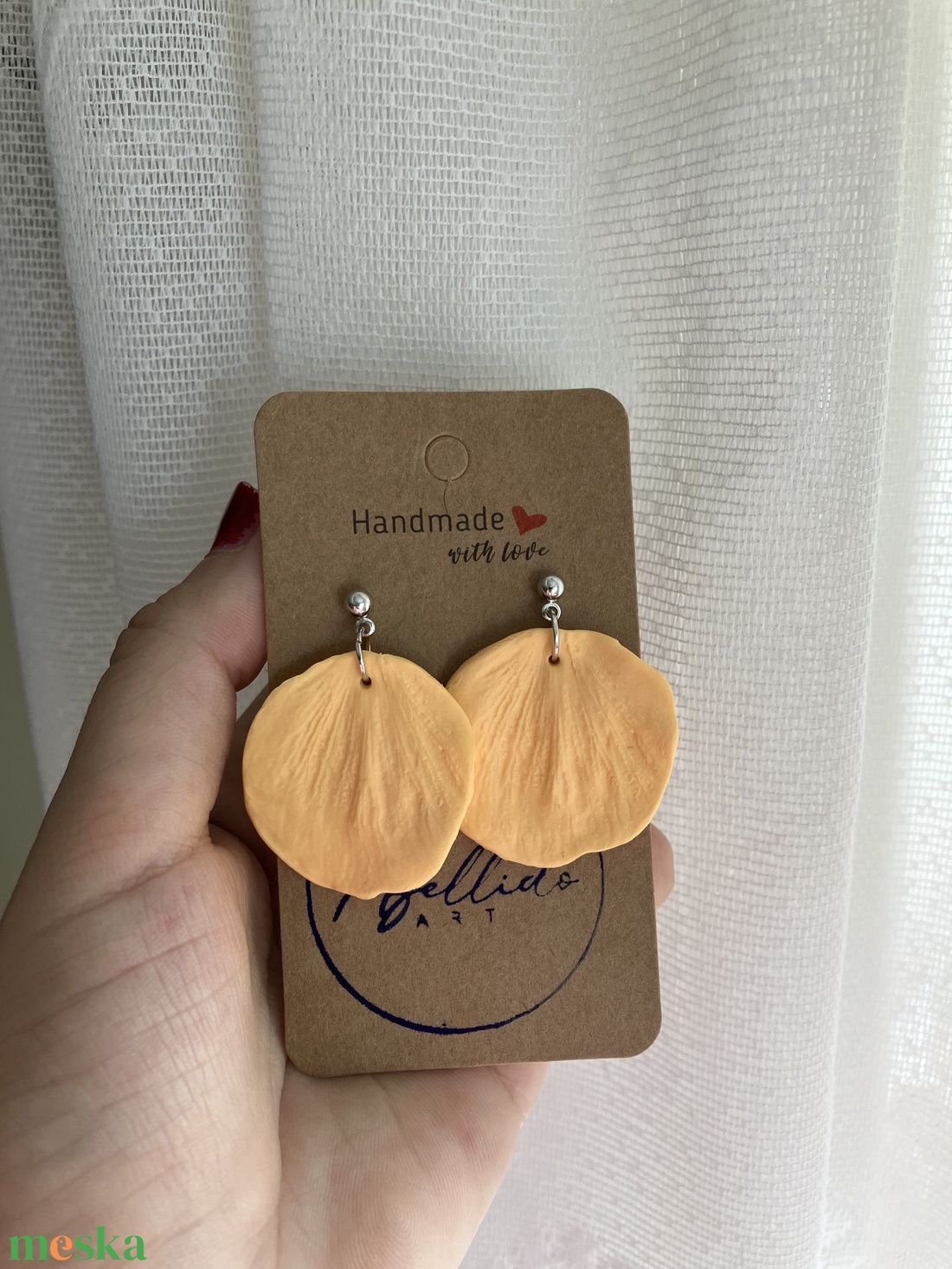 Virágszirom alakú polymer clay, süthető gyurma fülbevaló - ékszer - fülbevaló - lógó fülbevaló - Meska.hu