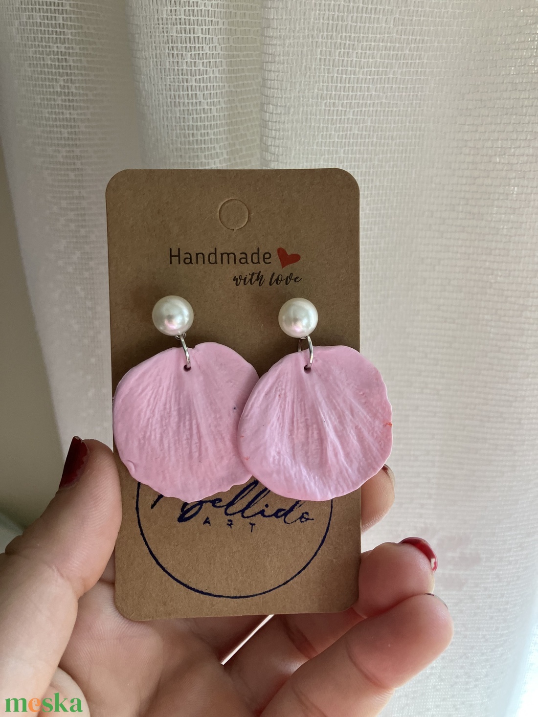 Virágszirom alakú polymer clay, süthető gyurma fülbevaló - ékszer - fülbevaló - lógó fülbevaló - Meska.hu