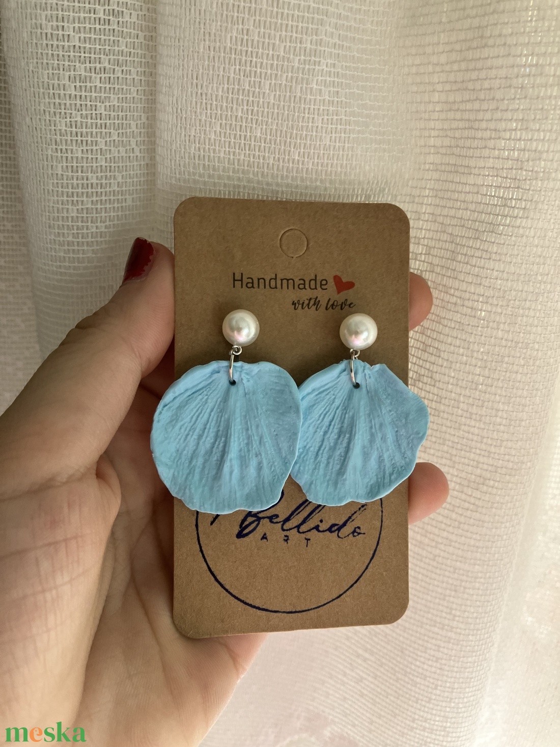 Virágszirom alakú polymer clay, süthető gyurma fülbevaló - ékszer - fülbevaló - lógó fülbevaló - Meska.hu