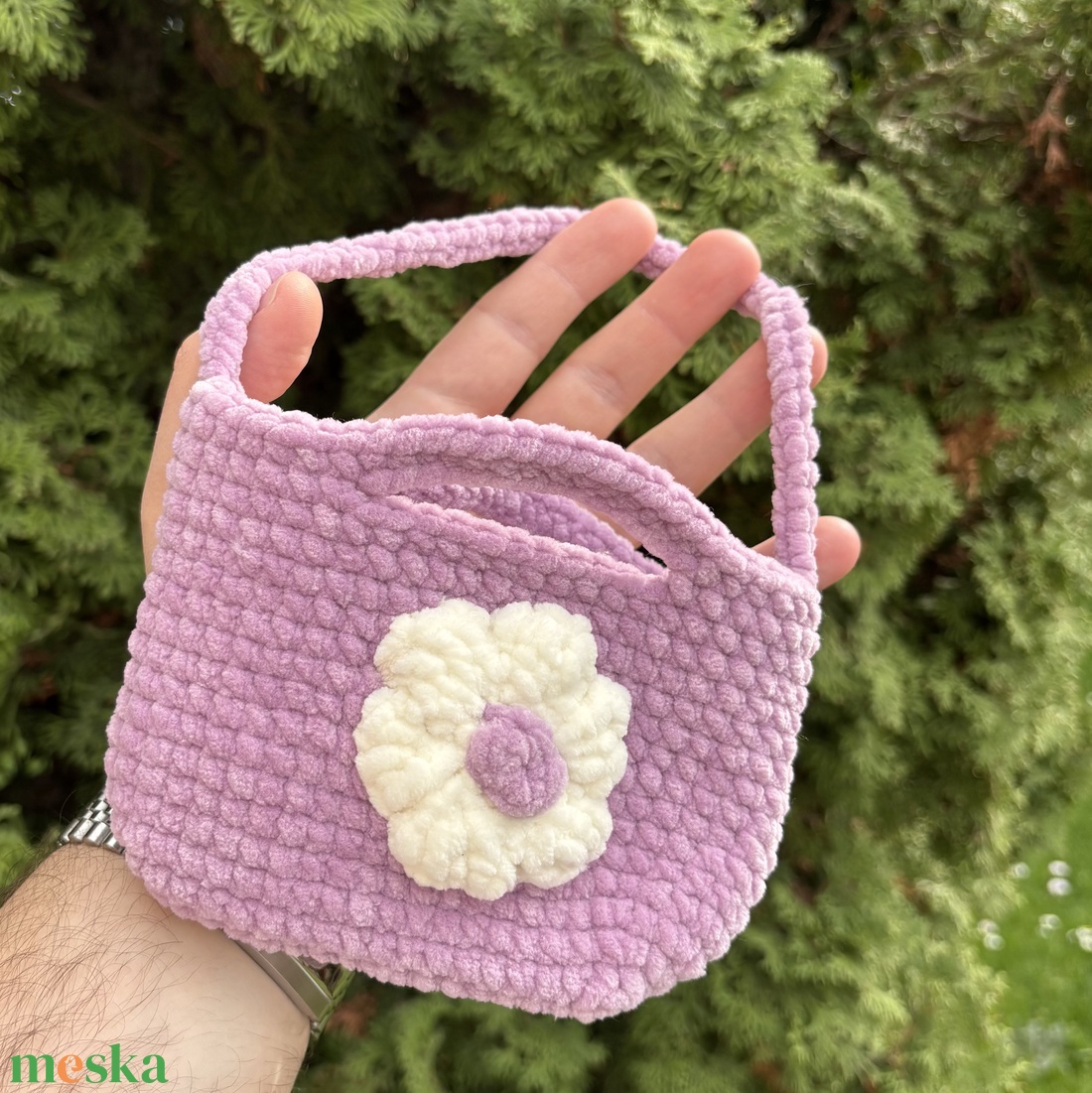 Horgolt virágos kistáska - táska & tok - pénztárca & más tok - pénztárca - gyerek pénztárca - Meska.hu