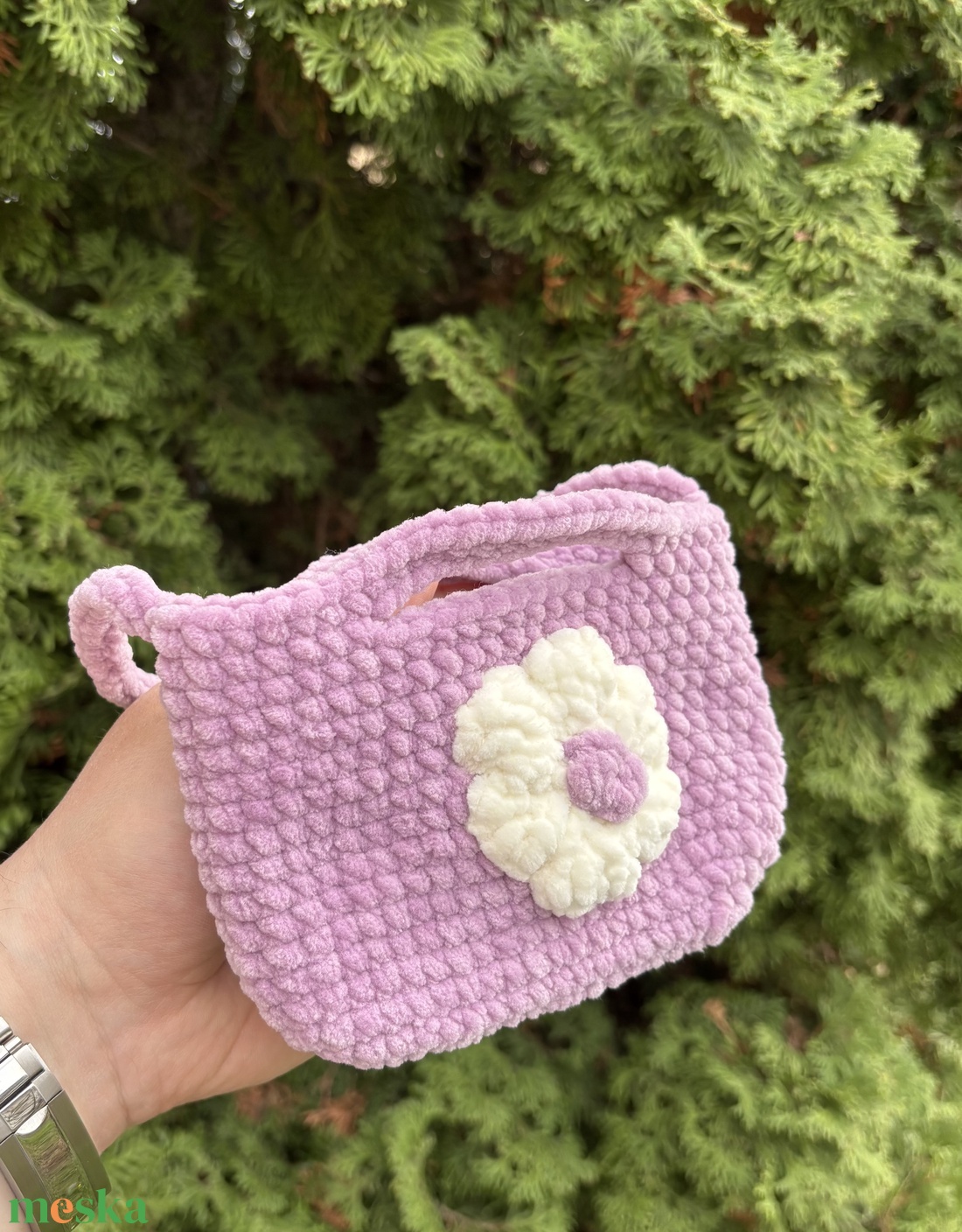 Horgolt virágos kistáska - táska & tok - pénztárca & más tok - pénztárca - gyerek pénztárca - Meska.hu
