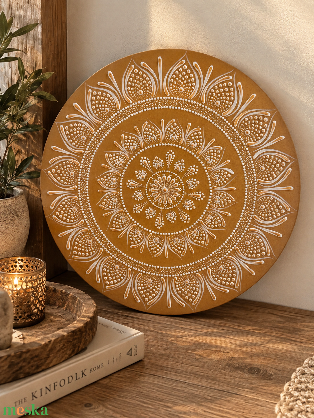 Arany Fény Mandala- 50 cm  - művészet - festmény - akril - Meska.hu