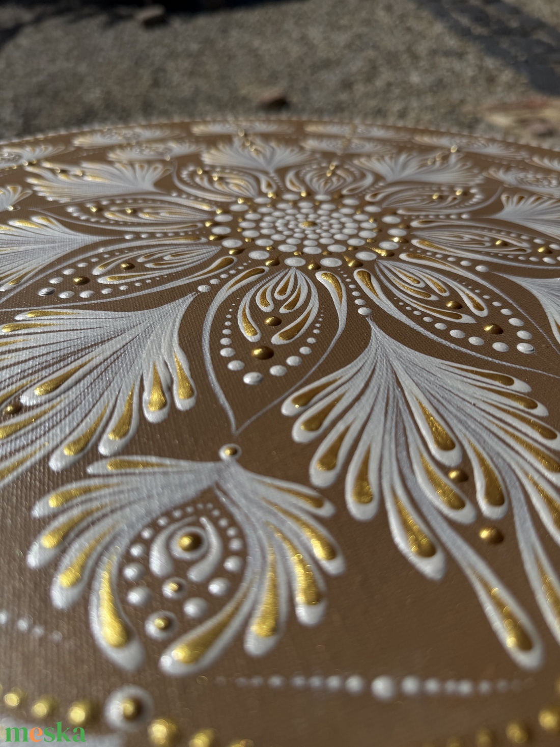 Arany Harmónia Mandala - 50 cm  - művészet - festmény - akril - Meska.hu