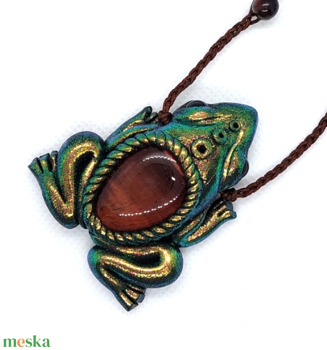 Béka amulett macskaszem ásvánnyal - ékszer - nyaklánc - medálos nyaklánc - Meska.hu Béka amulett macskaszem ásvánnyal - ékszer - nyaklánc - medálos nyaklánc - Meska.hu