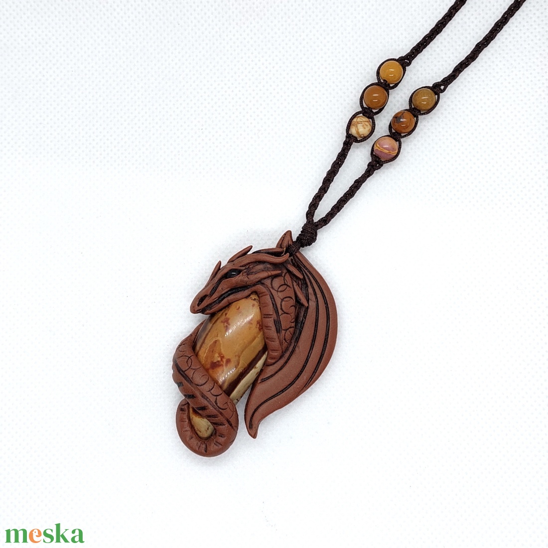 Sárkány amulett mookait jáspis ásvánnyal - ékszer - nyaklánc - medálos nyaklánc - Meska.hu