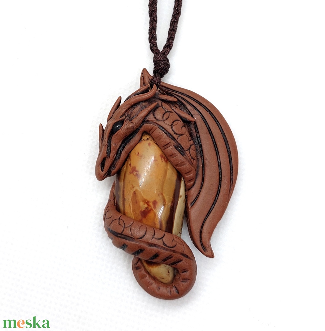 Sárkány amulett mookait jáspis ásvánnyal - ékszer - nyaklánc - medálos nyaklánc - Meska.hu