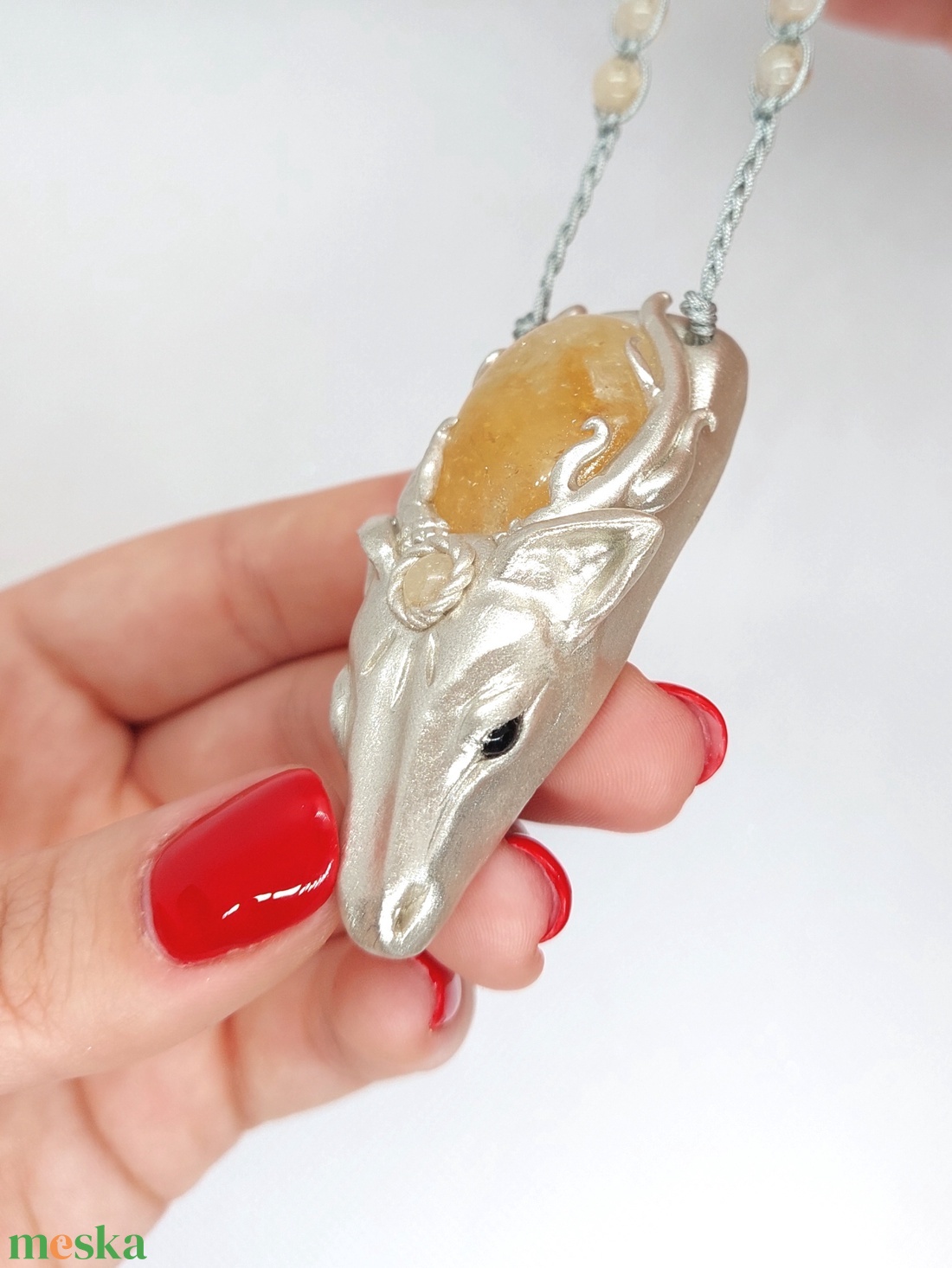 Szarvas amulett citrin ásvánnyal - ékszer - nyaklánc - medálos nyaklánc - Meska.hu Szarvas amulett citrin ásvánnyal - ékszer - nyaklánc - medálos nyaklánc - Meska.hu