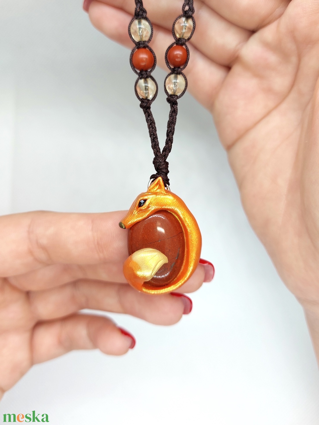 Róka amulett vörösjáspissal - ékszer - nyaklánc - medálos nyaklánc - Meska.hu Róka amulett vörösjáspissal - ékszer - nyaklánc - medálos nyaklánc - Meska.hu