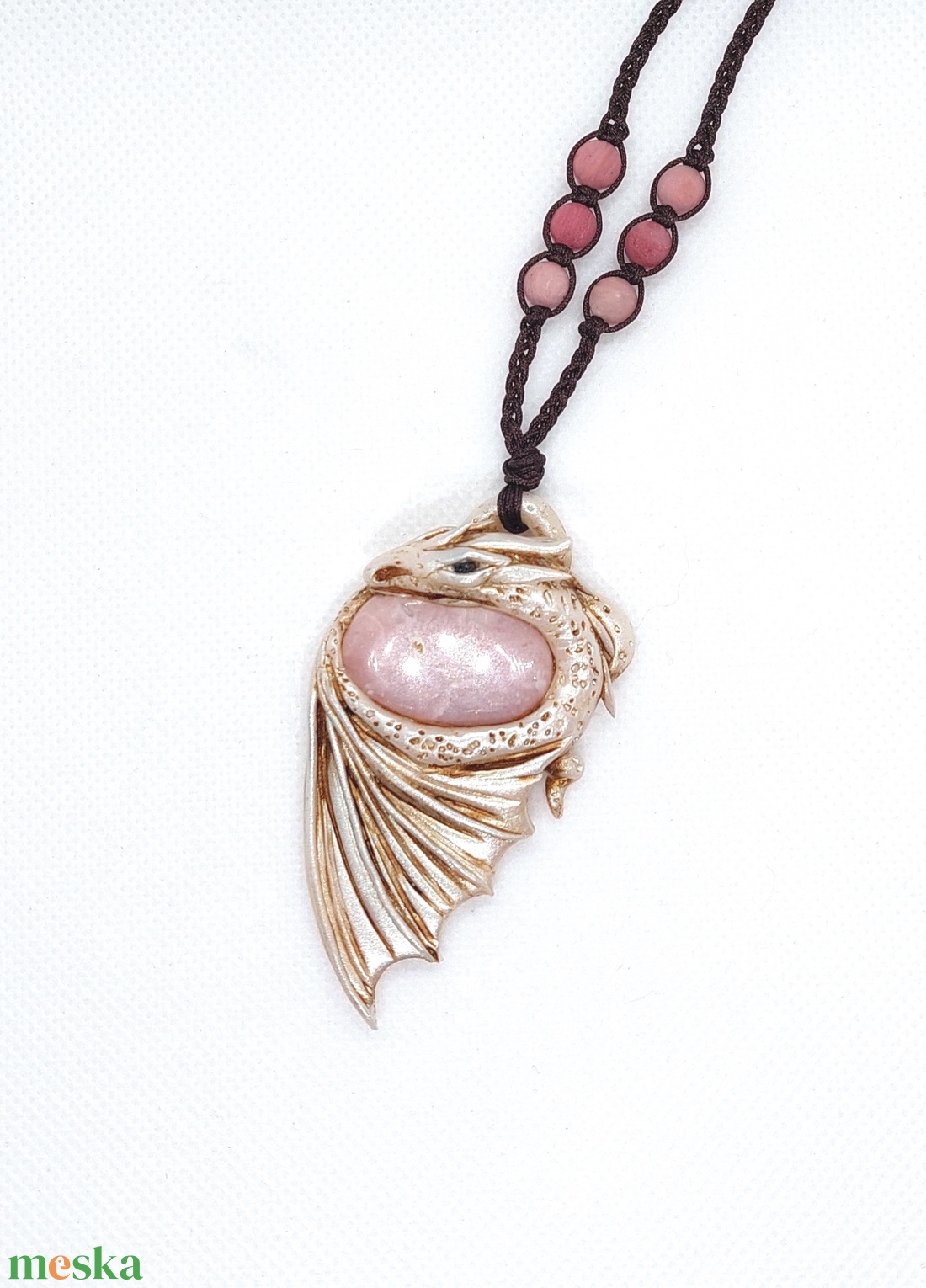 Sárkány amulett rózsaopállal - ékszer - nyaklánc - medálos nyaklánc - Meska.hu Sárkány amulett rózsaopállal - ékszer - nyaklánc - medálos nyaklánc - Meska.hu