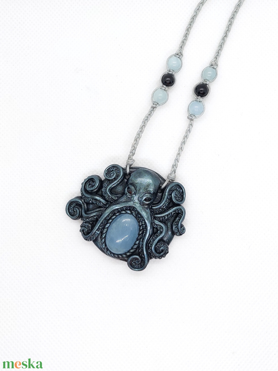 Polip amulett aquamarin ásvánnyal - ékszer - nyaklánc - medálos nyaklánc - Meska.hu Polip amulett aquamarin ásvánnyal - ékszer - nyaklánc - medálos nyaklánc - Meska.hu
