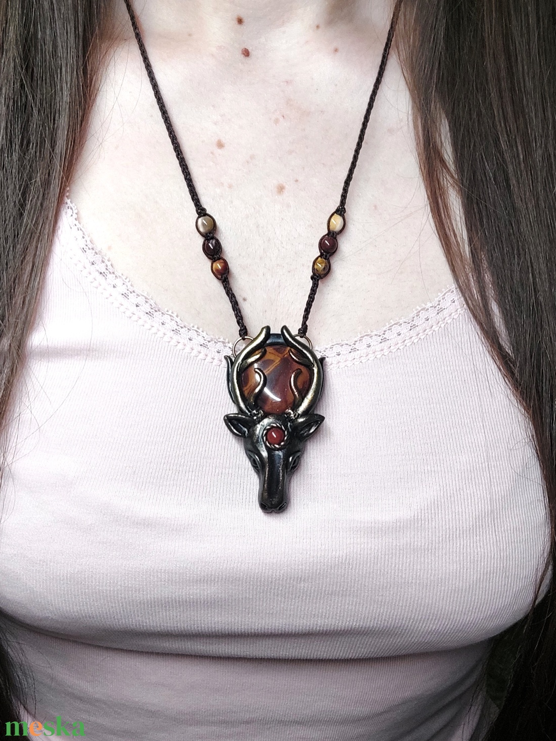 Szarvas amulett szivárvány jáspissal - ékszer - nyaklánc - medálos nyaklánc - Meska.hu Szarvas amulett szivárvány jáspissal - ékszer - nyaklánc - medálos nyaklánc - Meska.hu