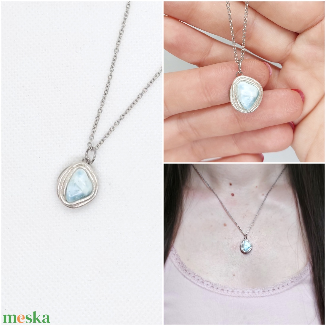 Larimar ásvány nyaklánc - ékszer - nyaklánc - medálos nyaklánc - Meska.hu Larimar ásvány nyaklánc - ékszer - nyaklánc - medálos nyaklánc - Meska.hu