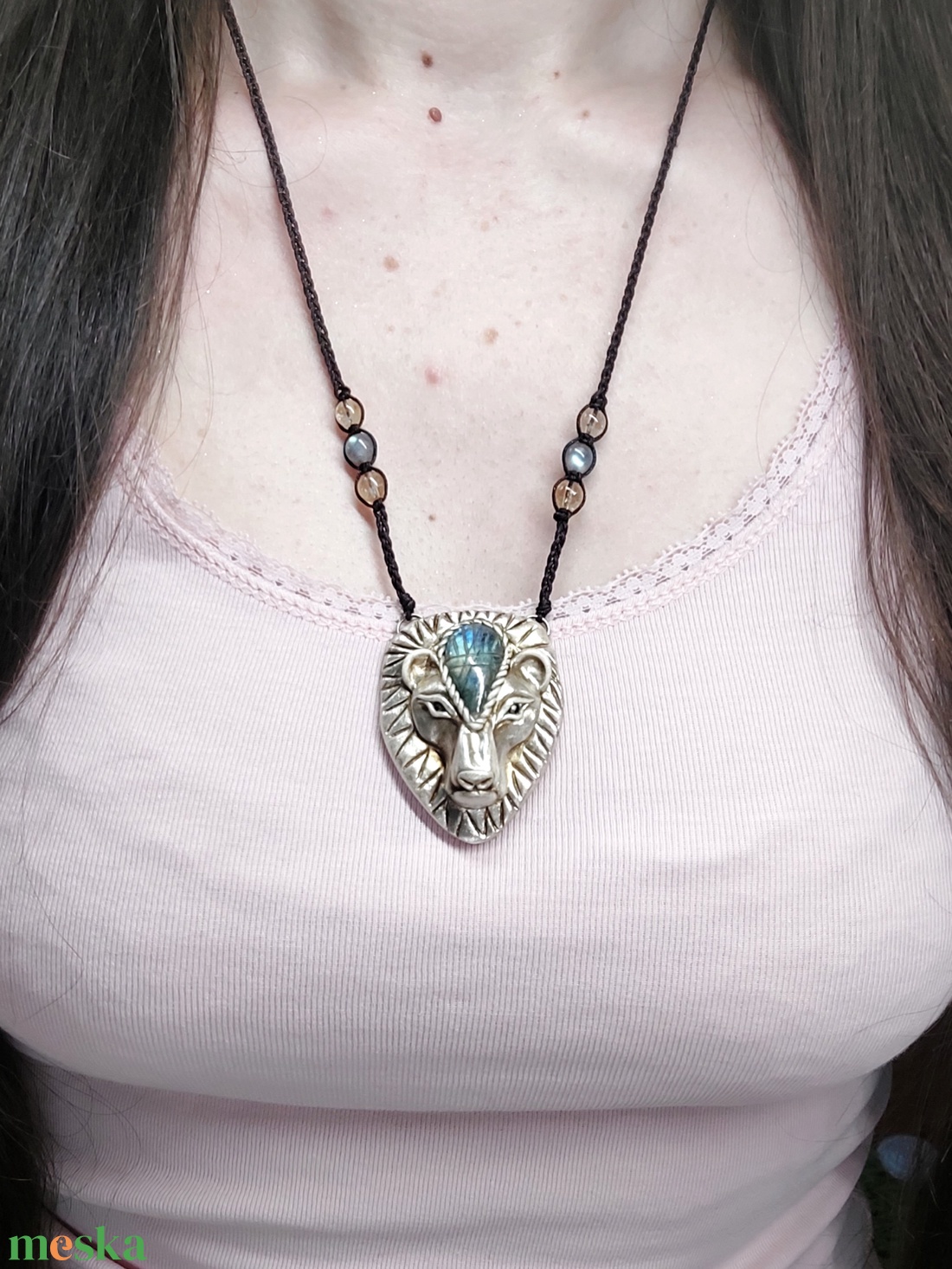 Oroszlán labradorittal - ékszer - nyaklánc - medálos nyaklánc - Meska.hu