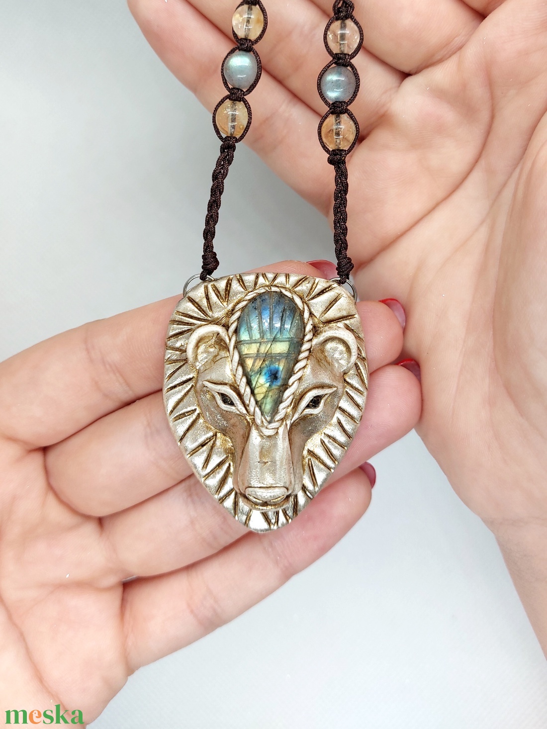 Oroszlán labradorittal - ékszer - nyaklánc - medálos nyaklánc - Meska.hu