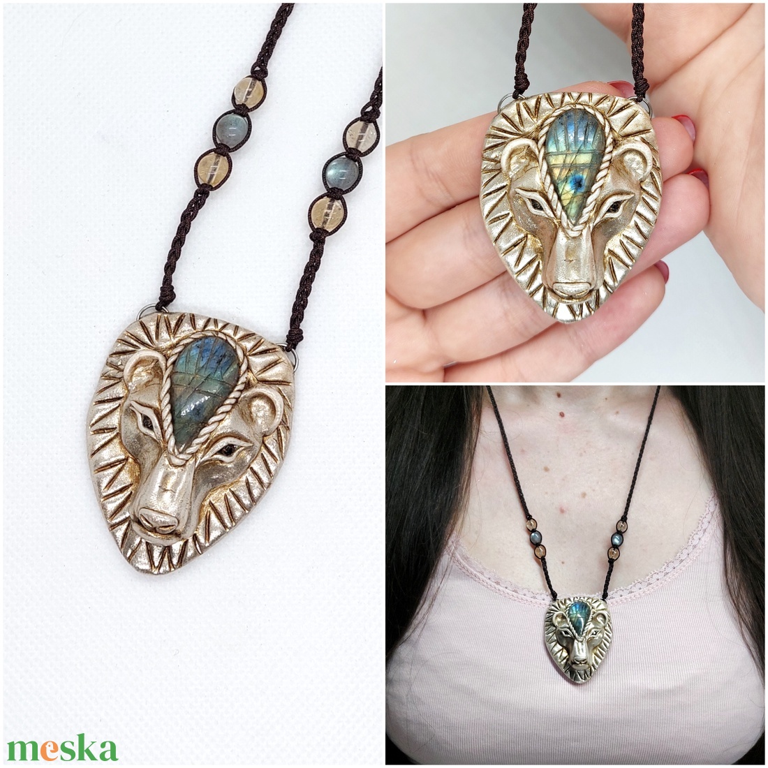 Oroszlán labradorittal - ékszer - nyaklánc - medálos nyaklánc - Meska.hu
