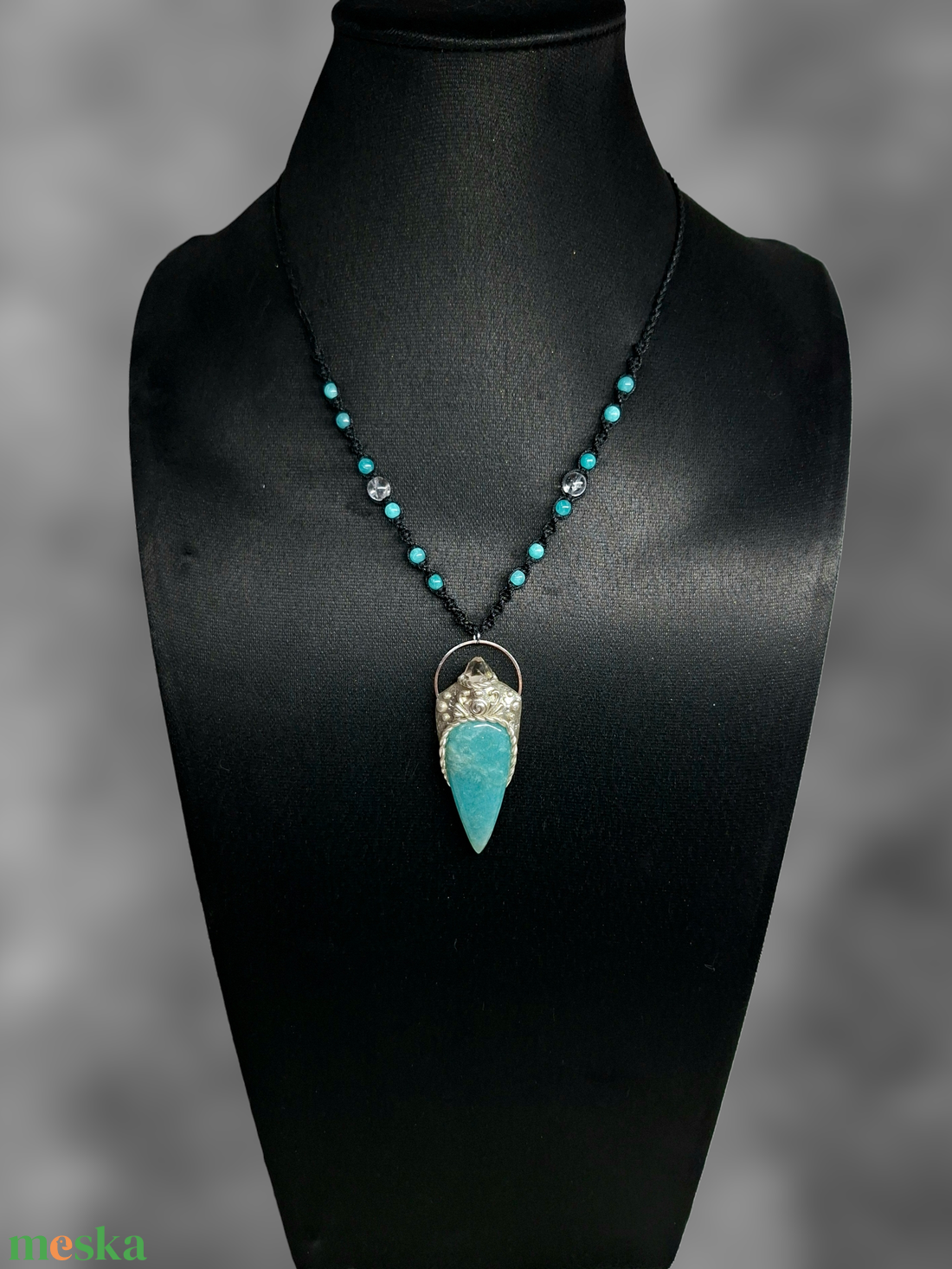 Szeléné amazonit-herkimer gyémánt medál  - ékszer - nyaklánc - medálos nyaklánc - Meska.hu