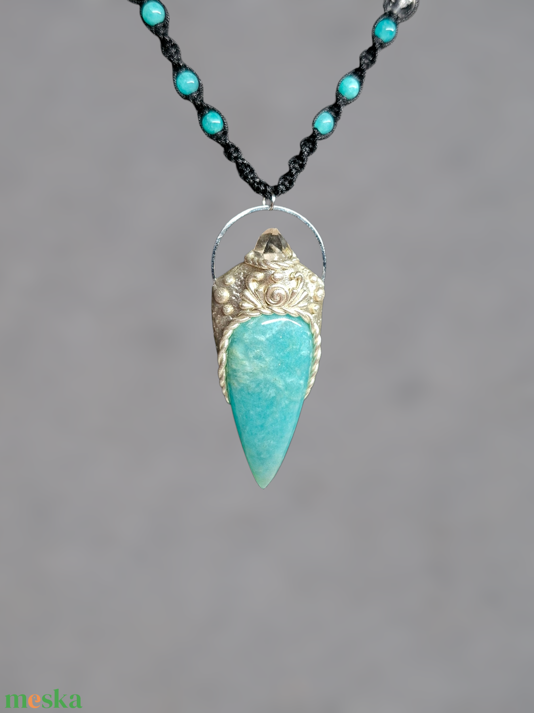 Szeléné amazonit-herkimer gyémánt medál  - ékszer - nyaklánc - medálos nyaklánc - Meska.hu