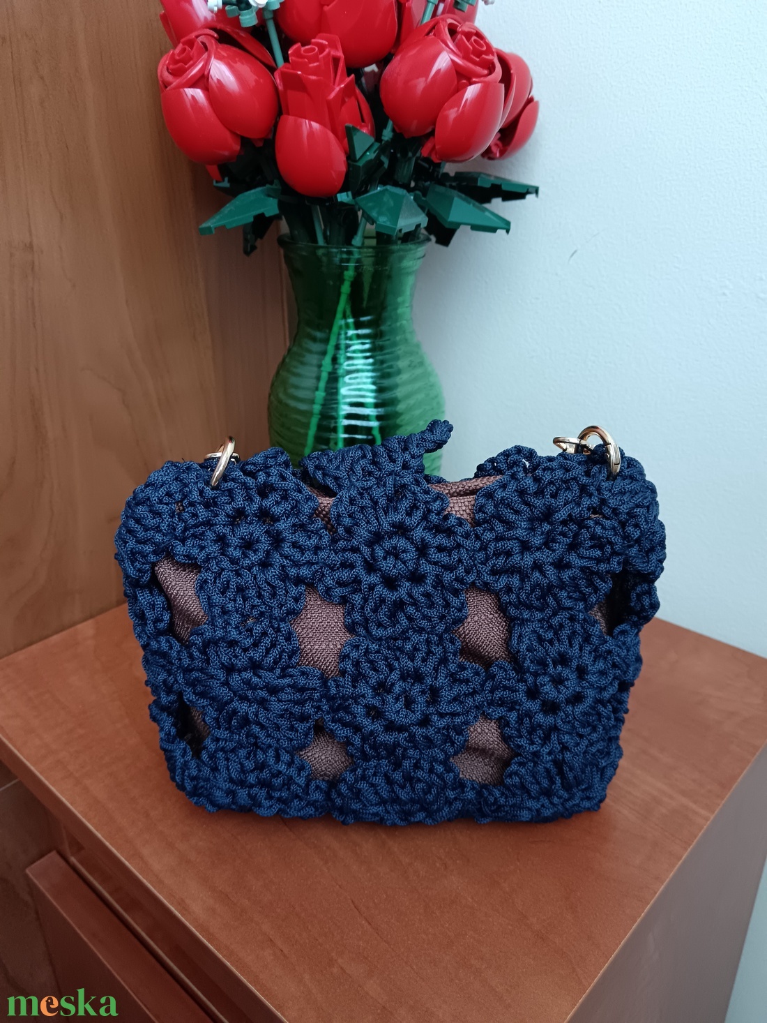 Éjféli Virág kézzel horgolt mini táska műbőr pánttal - táska & tok - kézitáska & válltáska - alkalmi táska - Meska.hu Éjféli Virág kézzel horgolt mini táska műbőr pánttal - táska & tok - kézitáska & válltáska - alkalmi táska - Meska.hu