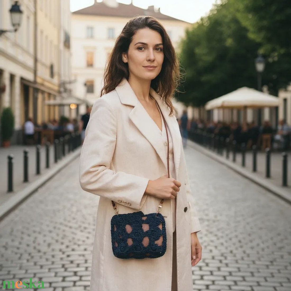 Éjféli Virág  kézzel horgolt mini táska műbőr pánttal - táska & tok - kézitáska & válltáska - alkalmi táska - Meska.hu