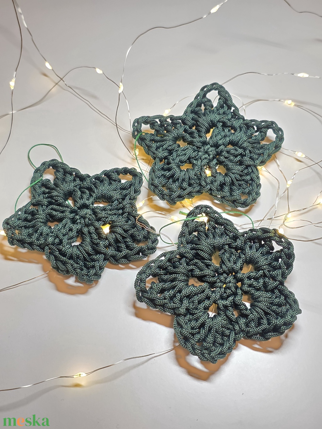 Horgolt csillag karácsonyfa dísz - karácsony - karácsonyi lakásdekoráció - karácsonyfadíszek - Meska.hu