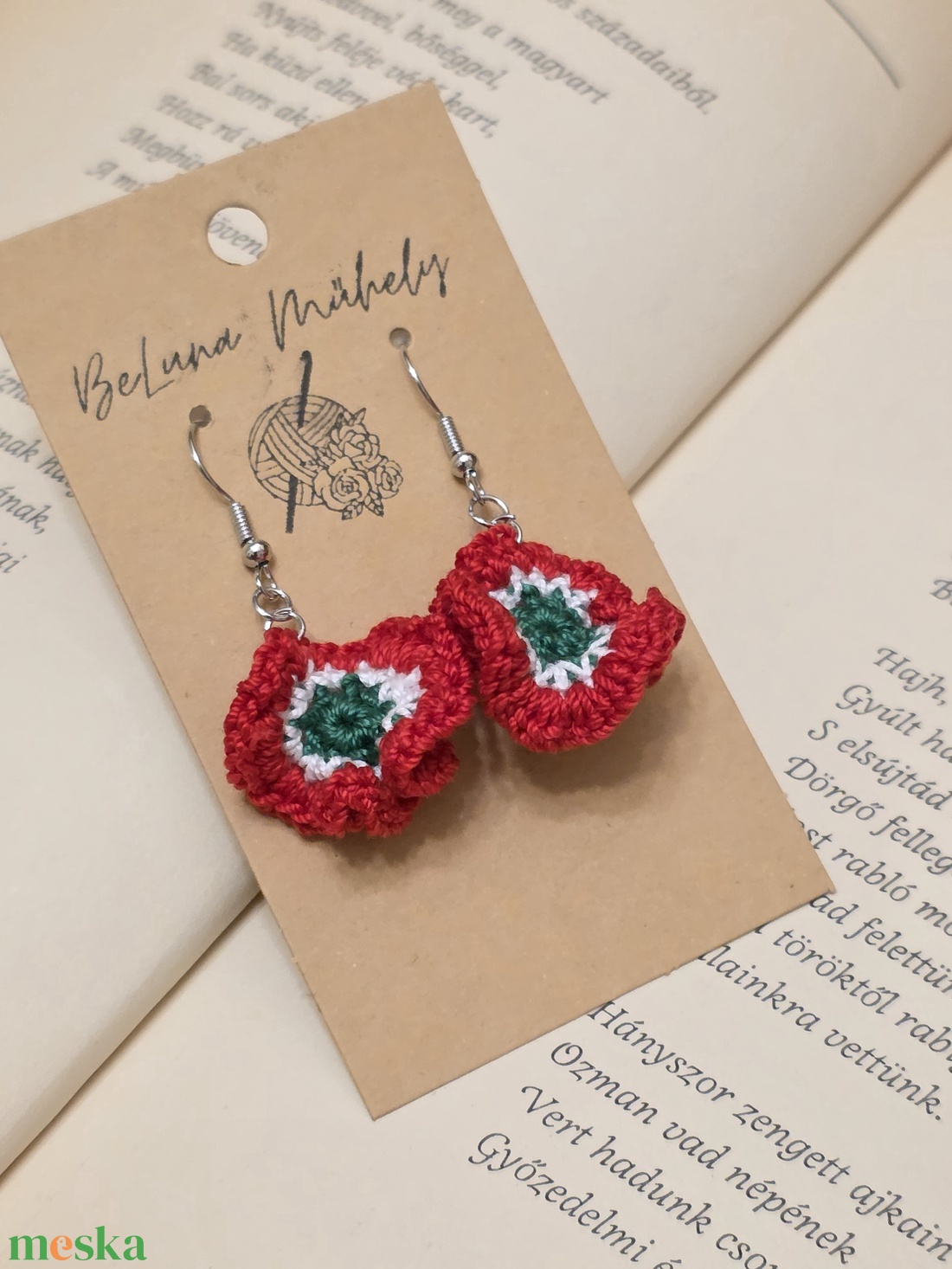Nemzeti Színű Horgolt Fülbevaló - Egyedi Kokárda Ékszer Március 15-re - ékszer - fülbevaló - lógó fülbevaló - Meska.hu