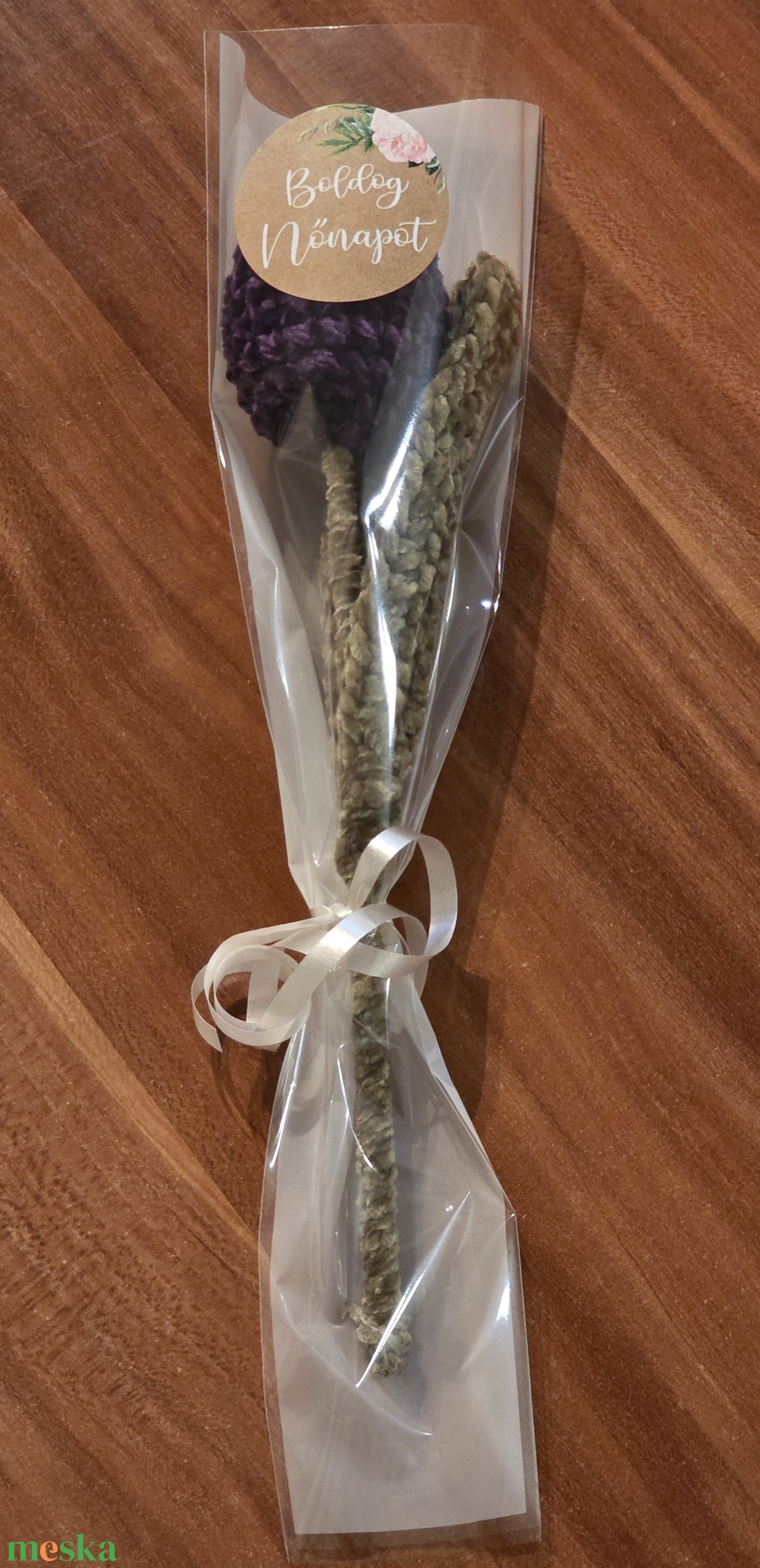  Horgolt Bársony Tulipán � Örök virág Nőnapra, díszcsomagolásban - otthon & életmód - virágdekoráció - virágok - szálas virág - Meska.hu