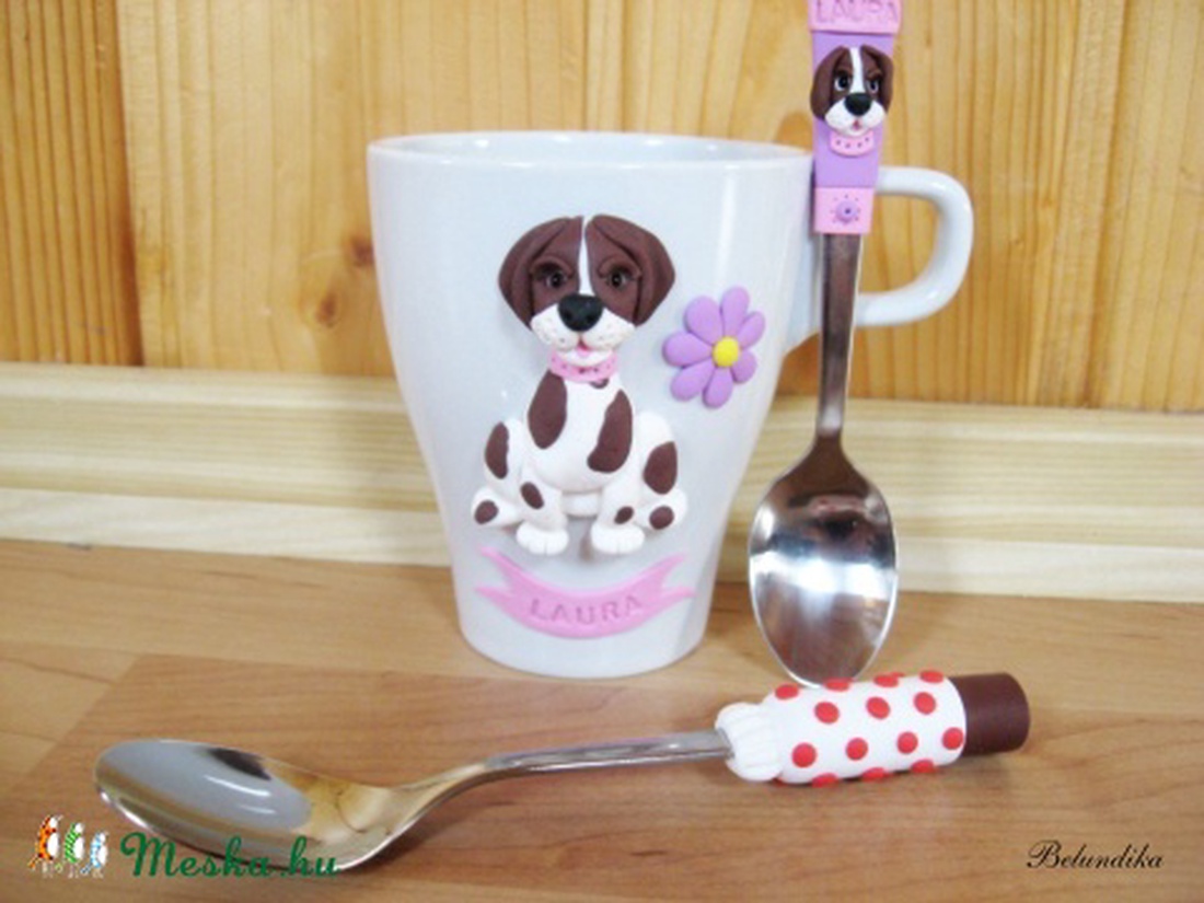 Kutyás bögre szett,túró rudi kiskanál- Roseee részére -  - Meska.hu