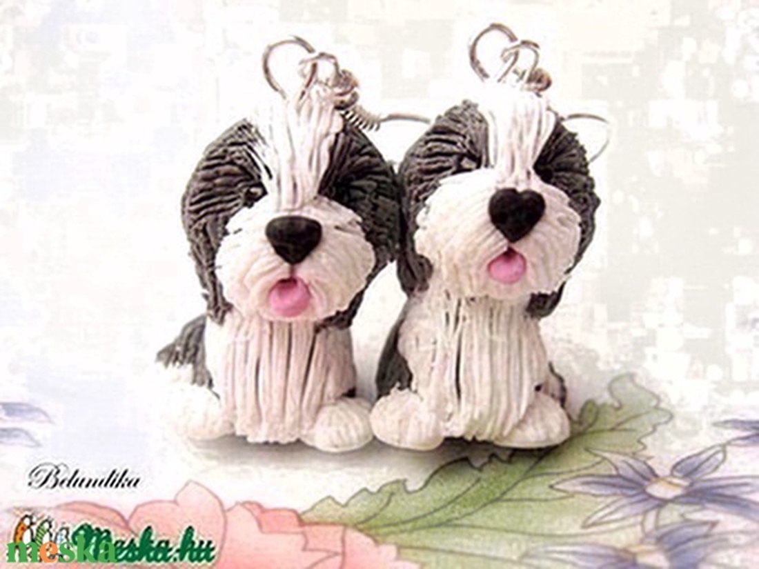 Bearded Collie-fülbevaló - ékszer - fülbevaló - lógó fülbevaló - Meska.hu