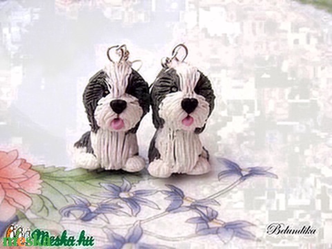 Bearded Collie-fülbevaló - ékszer - fülbevaló - lógó fülbevaló - Meska.hu