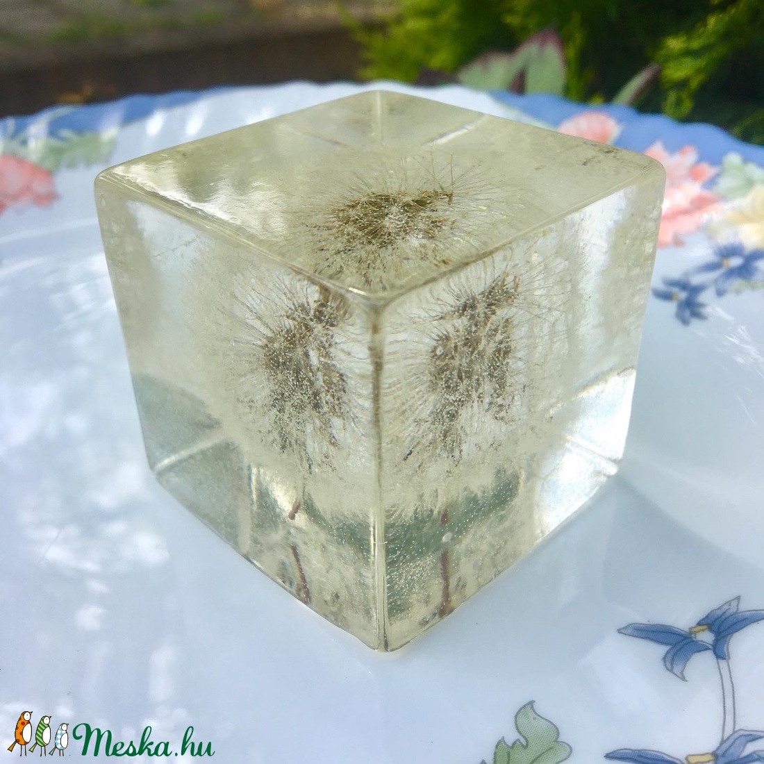 Pitypang papírnehezék-műgyanta kocka - otthon & életmód - dekoráció - Meska.hu