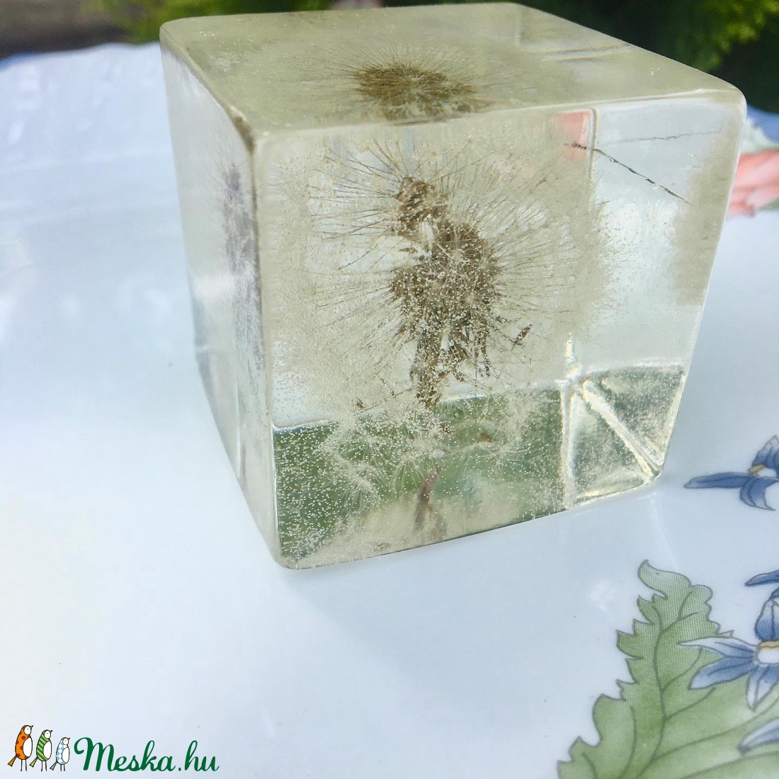 Pitypang papírnehezék-műgyanta kocka - otthon & életmód - dekoráció - Meska.hu