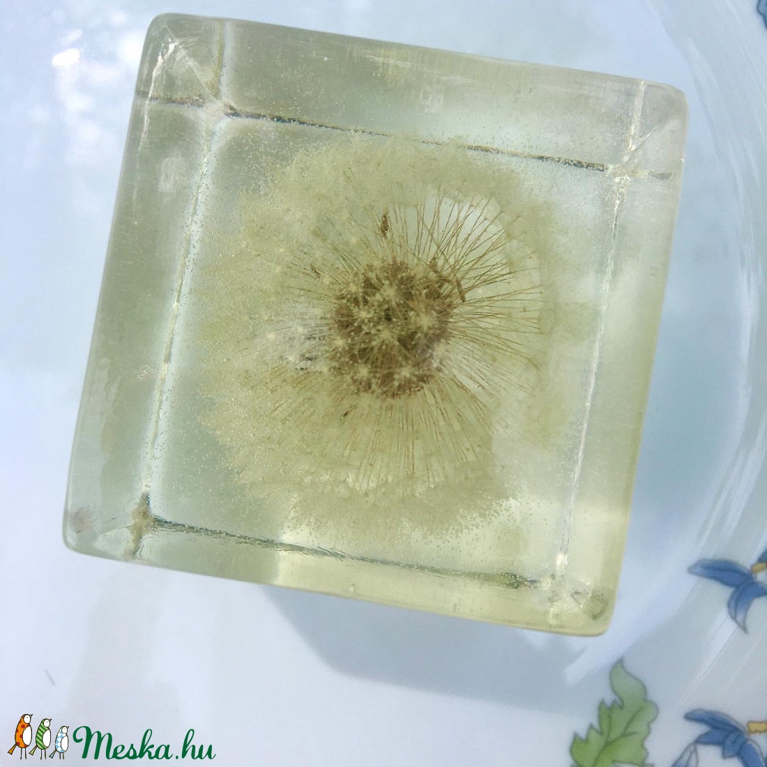 Pitypang papírnehezék-műgyanta kocka - otthon & életmód - dekoráció - Meska.hu