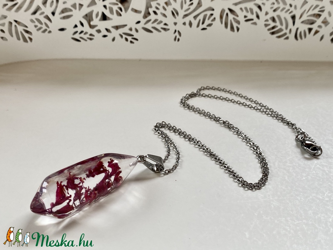 Tűzgyöngyvirág inga-műgyanta medál,II. - ékszer - nyaklánc - medál - Meska.hu