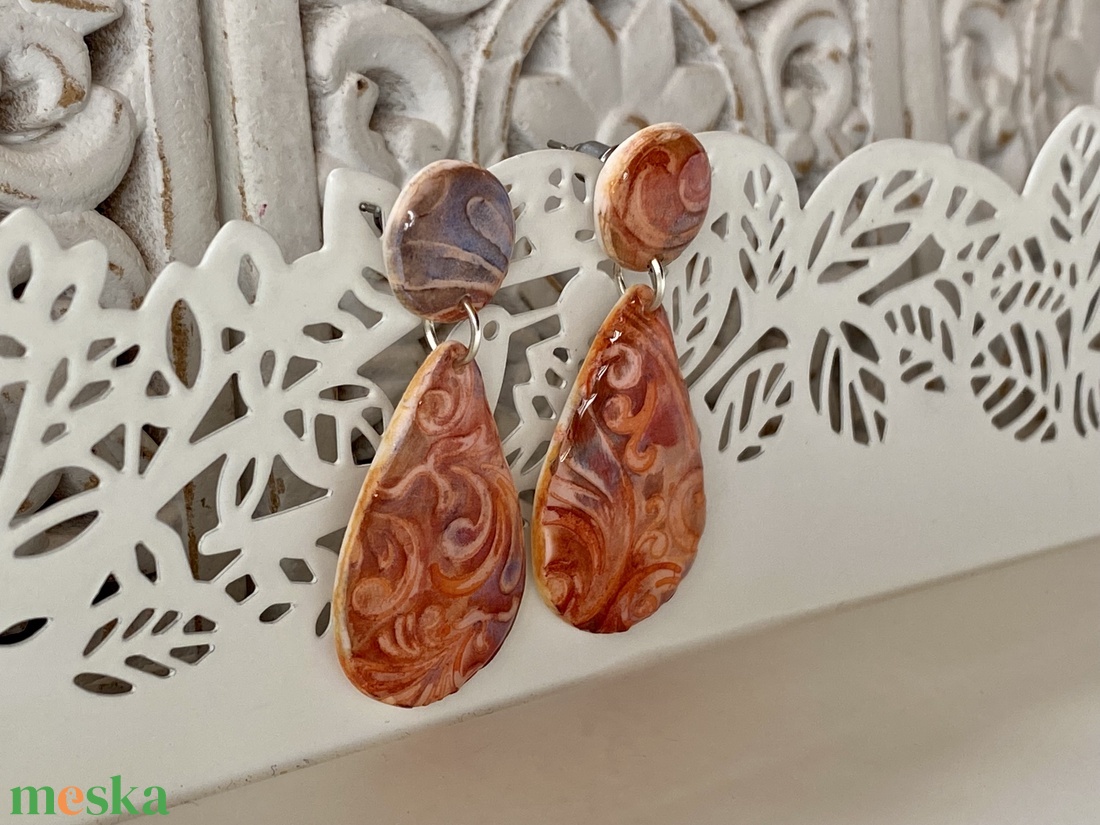 Kék-narancs henna mintás fülbevaló - ékszer - fülbevaló - lógó csepp fülbevaló - Meska.hu Kék-narancs henna mintás fülbevaló - ékszer - fülbevaló - lógó csepp fülbevaló - Meska.hu